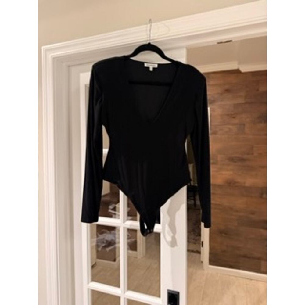 NWOT Good American Black Low Down Deep V Bodysuit – 3